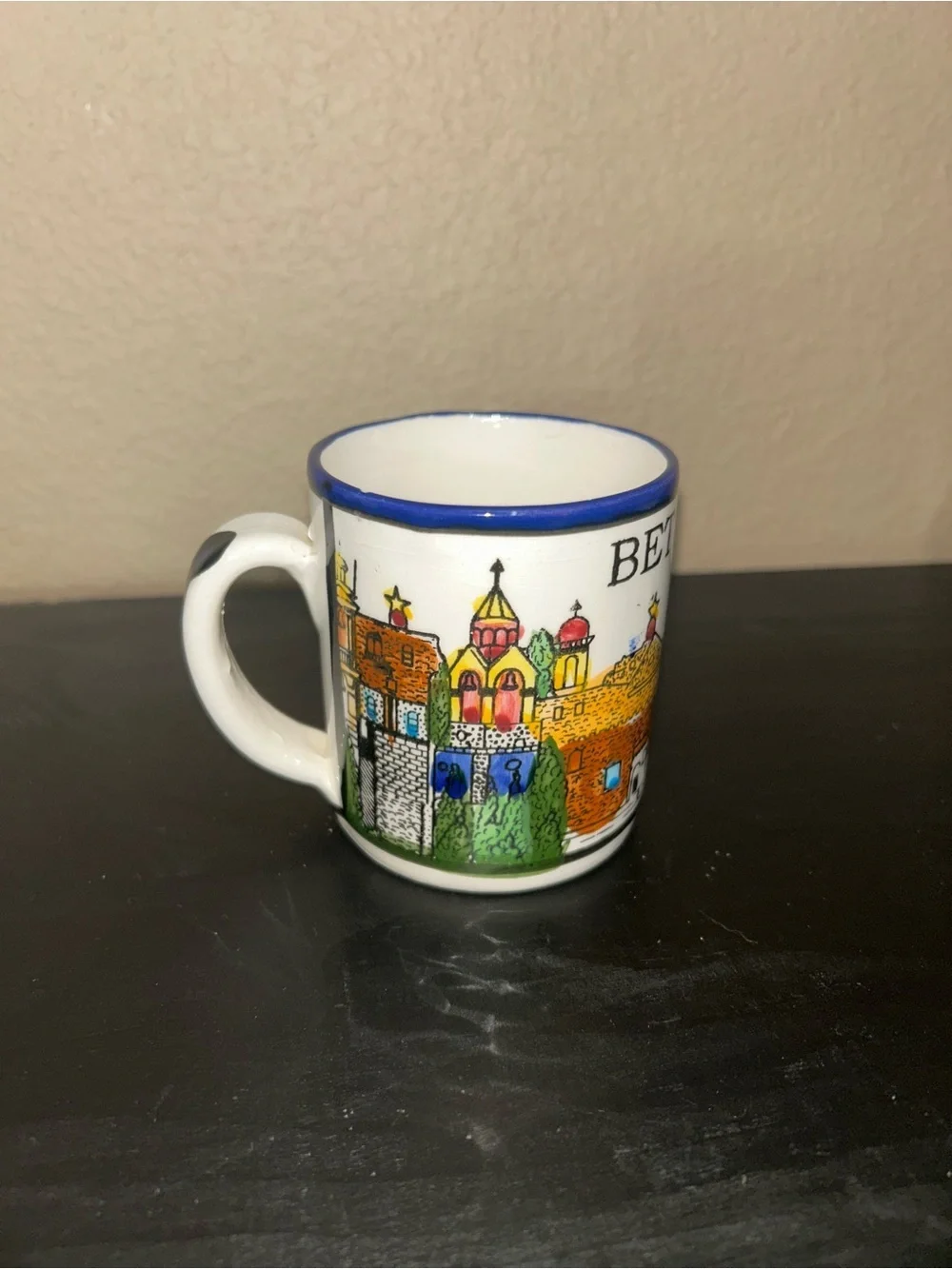 Bethlehem Ceramic Mug Ancient City hand painted Vintage
